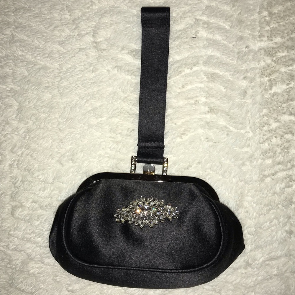 COPY - Badgley Mischka Jeweled Wristlet Clutch Black